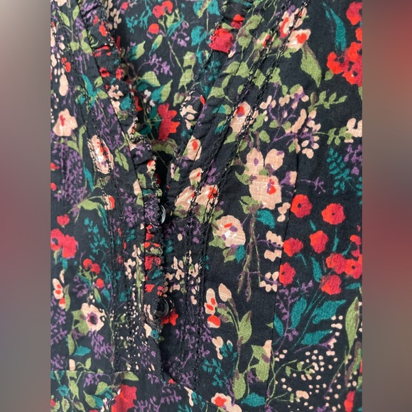 The Great. Yonder Fresh Water Floral Black Multi-Color Midi Dress Size 1 (small) - Picture 8 of 10